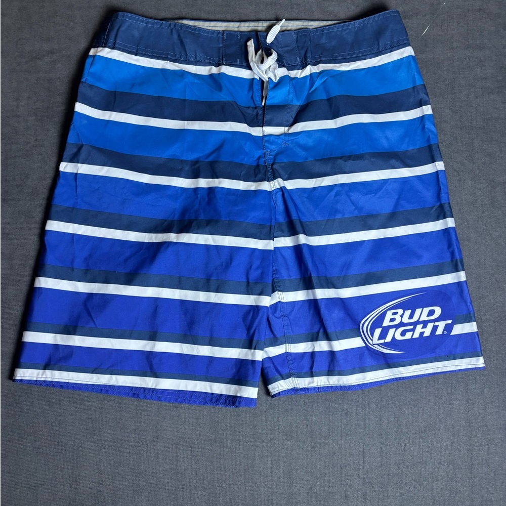 Blue and White Hybrid Swim Shorts with Logo